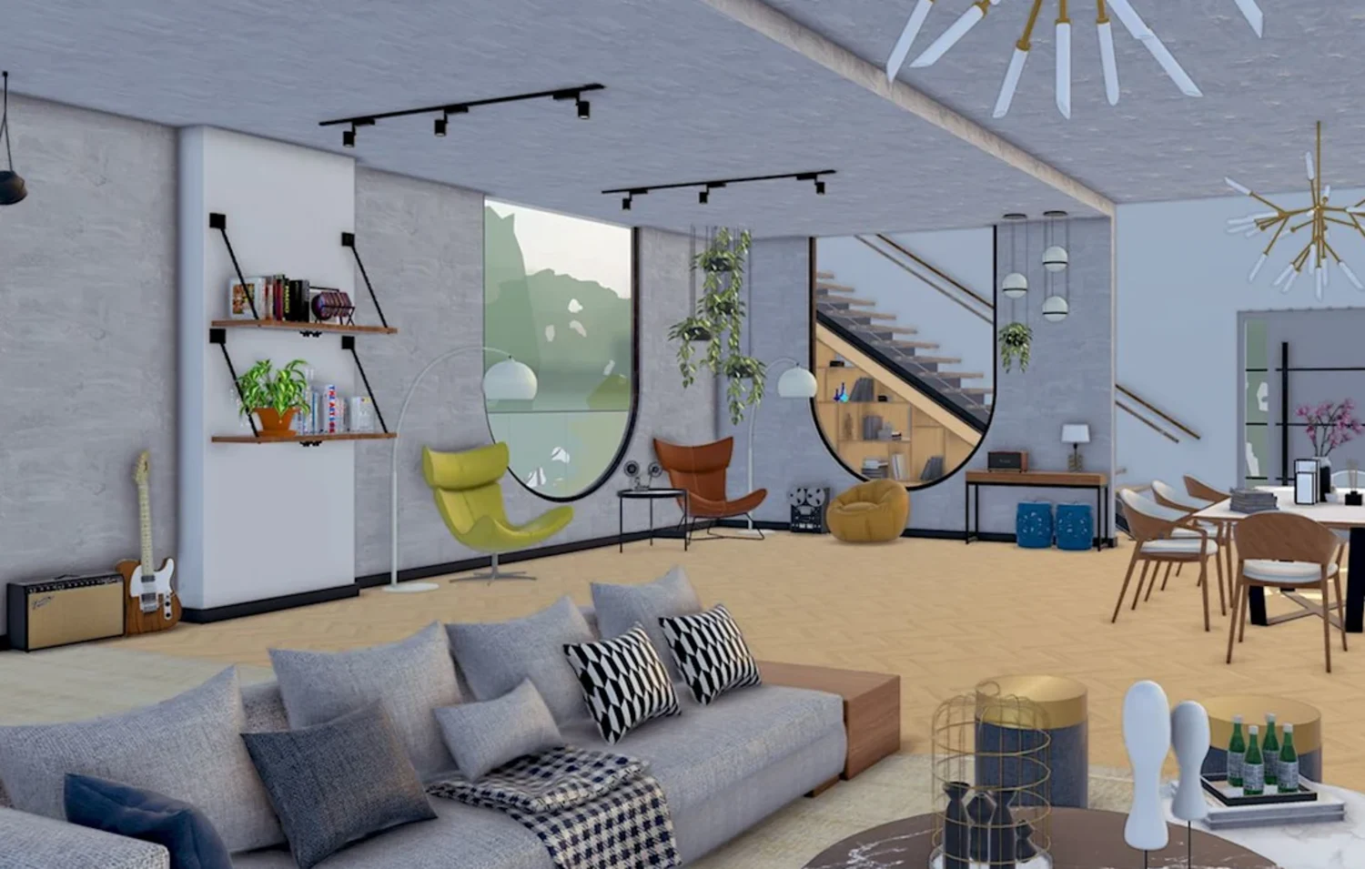Ambiente de interiores modelado em SketchUp